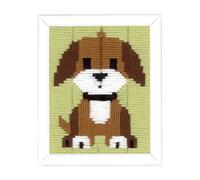 VERVACO Gobelin Stickbilder Langstich Set HÜNDCHEN Lernset Nähen für Anfänger Bastelset Handwerker 12,5 x 16 cm Kreatives Nähset DIY Sticken Set Kreatives Geschenk Beginner Long Stitch Embroidery