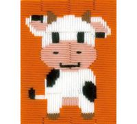 VERVACO Gobelin Stickbilder Langstich Set Kuh Lernset Nähen für Anfänger Bastelset Handwerker 12,5 x 16 cm Kreatives Nähset DIY Sticken Set Kreatives Geschenk Beginner Long Stitch Embroidery