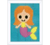 VERVACO Gobelin Stickbilder Langstich Set MEERJUNGFRAU Lernset Nähen für Anfänger Bastelset Handwerker 12,5 x 16 cm Kreatives Nähset DIY Sticken Set Kreatives Geschenk Beginner Long Stitch Embroidery