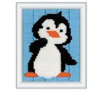 VERVACO Gobelin Stickbilder Langstich Set Pinguin Lernset Nähen für Anfänger Bastelset Handwerker ca. 12,5 x 16 cm Kreatives Nähset DIY Sticken Set Kreatives Geschenk Beginner Long Stitch Embroidery