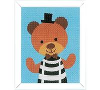 Vervaco Gobelin Stickbilder zum Selbersticken Kinder BÄR Kreuzstich Stickpackungen Stickset für Anfänger ca. 12,5 x 16 cm Bastelset Handwerker DIY Sticken Set Kreatives Geschenk