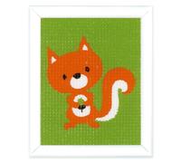 Vervaco Gobelin Stickbilder zum Selbersticken Kinder EICHHÖRNCHEN Kreuzstich Stickpackungen Stickset für Anfänger ca. 12,5 x 16 cm Bastelset Handwerker DIY Sticken Set Kreatives Geschenk