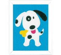 VERVACO Gobelin Stickbilder zum Selbersticken Kinder LUSTIGER HUND Kreuzstich Stickpackungen Stickset für Anfänger ca. 12,5 x 16 cm Bastelset Handwerker DIY Sticken Set Kreatives Geschenk