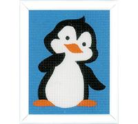 Vervaco Gobelin Stickbilder zum Selbersticken Kinder PINGUIN Kreuzstich Stickpackungen Stickset für Anfänger ca. 12,5 x 16 cm Bastelset Handwerker DIY Sticken Set Kreatives Geschenk