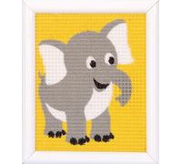 VERVACO Gobelin Stickbilder zum Selbersticken Lernset Nähen Elefant Kreuzstich Stickpackungen Stickset für Anfänger ca. 12,5 x 16 cm Bastelset DIY Sticken Kreatives Geschenk Beginner Cross Stitch