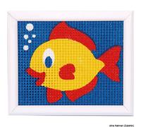 VERVACO Gobelin Stickbilder zum Selbersticken Lernset Nähen Fisch Kreuzstich Stickpackungen Stickset für Anfänger ca. 16 x 12,5 cm Bastelset DIY Sticken Kreatives Geschenk Beginner Cross Stitch