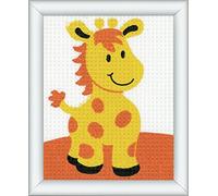 VERVACO Gobelin Stickbilder zum Selbersticken Lernset Nähen Giraffe Kreuzstich Stickpackungen Stickset für Anfänger 12,5 x 16 cm Bastelset DIY Sticken Kreatives Geschenk Beginner Cross Stitch