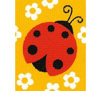 VERVACO Gobelin Stickbilder zum Selbersticken Lernset Nähen MARIENKÄFER Kreuzstich Stickpackungen Stickset für Anfänger 12,5 x 16 cm Bastelset DIY Sticken Kreatives Geschenk Beginner Cross Stitch