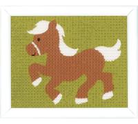 VERVACO Gobelin Stickbilder zum Selbersticken Lernset Nähen Pony Kreuzstich Stickpackungen Stickset für Anfänger 16 x 12,5 cm Bastelset DIY Sticken Kreatives Geschenk Beginner Cross Stitch