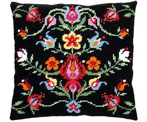 Vervaco Gobelin Stickpackung Kissen Stickset Erwachsene Kissenbezug FOLKLORE Stickerei Set Anfänger Vorgedruckt Kreuzstichkissen Kreatives Handwerk ca. 40 x 40 cm Dekoratives Kissen DIY Geschenkset