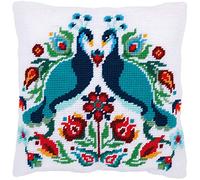 Vervaco Gobelin Stickpackung Kissen Stickset Erwachsene Kissenbezug PAULINE Stickerei Set Anfänger Vorgedruckt Kreuzstichkissen Kreatives Handwerk ca. 40 x 40 cm Dekoratives Kissen DIY Geschenkset