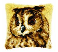 VERVACO Knüpfkissen Set Deko Kissenbezug Knüpfset für Anfänger BRAUNE Eule Basteln Erwachsene Kreativ DIY Handarbeit Kissen zum Selber Knüpfe ca. 40 x 40 cm Latch Hook Kit Knüpfhaken Set Kissen