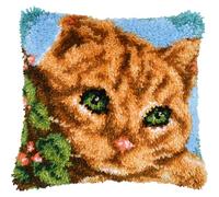 VERVACO Knüpfkissen Set Deko Kissenbezug Knüpfset für Anfänger KATZE IM BAUM Basteln Erwachsene Kreativ DIY Handarbeit Set Kissen zum Selber Knüpfe 40 x 40 cm Latch Hook Kit Knüpfhaken Set Kissen