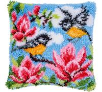 VERVACO Knüpfkissen Set Deko Kissenbezug Knüpfset für Anfänger MÜTZEN Basteln Erwachsene Kreativ DIY Handarbeit Set Kissen zum Selber Knüpfe 40 x 40 cm Latch Hook Kit Knüpfhaken Set Kissen