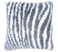 VERVACO Knüpfkissen Set Deko Kissenbezug Knüpfset für Anfänger ZEBRA LOOK Basteln Erwachsene Kreativ DIY Handarbeit Kissen zum Selber Knüpfe 40 x 40 cm Latch Hook Kit Knüpfhaken Set Kissen