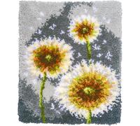 VERVACO Knüpfteppich Set DIY Handarbeit Knüpfset für Anfänger FLUSENBLUME Teppich zum Selber Knüpfen Basteln Erwachsene Kreativ Set ca. 43 x 54 cm Latch Hook Kit Knüpfhaken Haus Dekoration