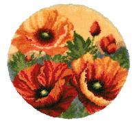 VERVACO Knüpfteppich Set DIY Handarbeit Knüpfset für Anfänger MOHNBLUMENFORM Teppich zum Selber Knüpfen Basteln Erwachsene Kreativ Set 67 x 67 cm Latch Hook Knüpfhaken Haus Dekoration