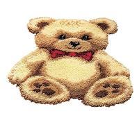 VERVACO Knüpfteppich Set DIY Handarbeit Set Knüpfset für Anfänger BRAUNBÄR Teppich zum Selber Knüpfen Basteln Erwachsene Kreativ ca. 45 x 60 cm Latch Hook Kit Knüpfhaken Zubehör Haus Dekoration