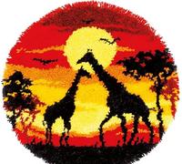 VERVACO Knüpfteppich Set DIY Handarbeit Set Knüpfset für Anfänger GIRAFFE Teppich zum Selber Knüpfen Basteln Erwachsene Kreativ 55 x 55 cm Latch Hook Kit Knüpfhaken Zubehör Haus Dekoration