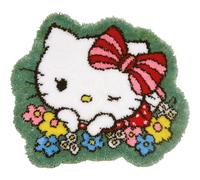 VERVACO Knüpfteppich Set DIY Handarbeit Set Knüpfset für Anfänger HELLO KITTY Teppich zum Selber Knüpfen Basteln Erwachsene Kreativ ca. 67 x 61 cm Latch Hook Kit Knüpfhaken Zubehör Haus Dekoration