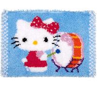 VERVACO Knüpfteppich Set DIY Handarbeit Set Knüpfset für Anfänger HELLO KITTY Teppich zum Selber Knüpfen Basteln Erwachsene Kreativ 55 x 40 cm Latch Hook Kit Knüpfhaken Zubehör Haus Dekoration