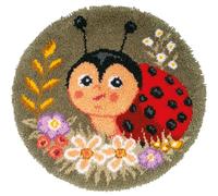 VERVACO Knüpfteppich Set DIY Handarbeit Set Knüpfset für Anfänger MARIENKÄFER Teppich zum Selber Knüpfen Basteln Erwachsene Kreativ ca. 67 x 67 cm Latch Hook Kit Knüpfhaken Zubehör Haus Dekoration