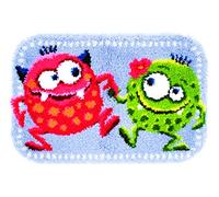 VERVACO Knüpfteppich Set DIY Handarbeit Set Knüpfset für Anfänger Monster Teppich zum Selber Knüpfen Basteln Erwachsene Kreativ 70 x 46 cm Latch Hook Kit Knüpfhaken Zubehör Haus Dekoration