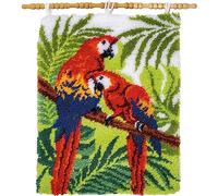 VERVACO Knüpfteppich Set DIY Handarbeit Set Knüpfset für Anfänger PAPAGEIEN Teppich zum Selber Knüpfen Basteln Erwachsene Kreativ 55 x 72 cm Latch Hook Kit Knüpfhaken Zubehör Haus Dekoration