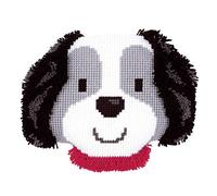 VERVACO Kreuzstich Stickerei Anfänger Hündchen DIY Kreativ Set Für Erwachsene Dekoratives Kissen Bastelset Handwerker Haus Dekoration Stickpackung/Stickkissen vorgedruckt, Multicolor 1, ca. 40 x 30 cm