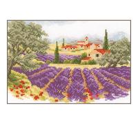 Vervaco Kreuzstich Stickpackung Lavendel Landschaft, Zählmuster, 26x18cm