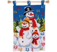 Vervaco Kreuzstich Stickpackungen, Bild Wanddeko im Kreuzstich Set vorgedruckt mit Stickbild auf 100% Baumwoll Stoff und Stickgarn, Stickvorlagen 40 x 53 cm mit Anleitung, Weihnachten,