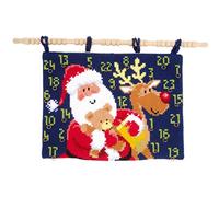 Vervaco Kreuzstich Stickpackungen, Bild Wanddeko im Kreuzstich Set vorgedruckt mit Stickbild auf 100% Baumwoll Stoff und Stickgarn, Stickvorlagen 53 x 40 cm mit Anleitung, Weihnachtsmann