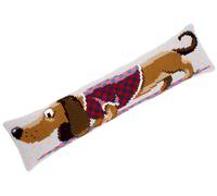 VERVACO Kreuzstich Stickpackungen Dekorative Zugluftstopper Vorgedruckt Kissen Dackel mit Jacke DIY Set Kreativ Set Für Erwachsene ca. 80 x 20 cm Bastelset Handwerker Haus Dekoration