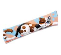 Vervaco Kreuzstich Stickpackungen Dekorative Zugluftstopper Vorgedruckt Kissen Katze DIY Set Kreativ Set Für Erwachsene ca. 80 x 20 cm Bastelset Handwerker Haus Dekoration