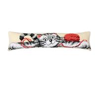 VERVACO Kreuzstich Stickpackungen Dekorative Zugluftstopper Vorgedruckt Kissen Katze DIY Set Kreativ Set Für Erwachsene ca. 80 x 20 cm Bastelset Handwerker Haus Dekoration