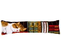 VERVACO Kreuzstich Stickpackungen Dekorative Zugluftstopper Vorgedruckt Kissen Schlafende Katze DIY Set Kreativ Set Für Erwachsene ca. 80 x 20 cm Bastelset Handwerker Haus Dekoration