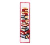 Vervaco Kreuzstich Stickpackungen für Erwachsene, Kreuzstich Set vorgedruckt mit Stickbild auf 100% Baumwoll Stoff und Stickgarn, Stickvorlagen 6 x 20 cm Lesezeichen für Anfänger