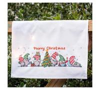 VERVACO Kreuzstich Stickpackungen Geschirrtuch WEIHNACHTSWICHTEL Vorgezeichnet Basteln Erwachsene Kreativ Set Vorgedruckte Küchentuch Sticken 46 x 71 cm Handarbeit Zubehör DIY Hausdeko Sticken Set