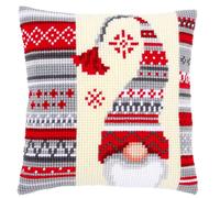 Vervaco Kreuzstich-Stickpackung Kissenfront Weihnachtswichtel 40x40 cm Baumwolle, Garn & Anleitung