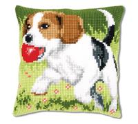 VERVACO Kreuzstich Stickpackungen Kissen Stickerei Set Anfänger Vorgedruckt Beagle DIY Set Kreativ Set Für Erwachsene Dekoratives Kissen ca. 40 x 40 cm Bastelset Handwerker Haus Dekoration
