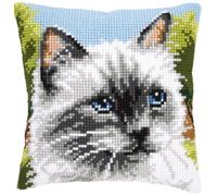 Vervaco Kreuzstich Kissen-Stickset Blaue Augen Vorgedruckt für Anfänger 40 x 40 cm