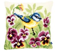 VERVACO Kreuzstich Stickpackungen Kissen Stickerei Set Anfänger Vorgedruckt Blaumeise DIY Set Kreativ Set Für Erwachsene Dekoratives Kissen ca. 40 x 40 cm Bastelset Handwerker Haus Dekoration