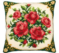 Vervaco Kreuzstich-Stickset Kissen vorgedruckt Blumen DIY für Anfänger ca. 40 x 40 cm