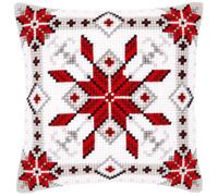 VERVACO Kreuzstich Stickpackungen Kissen Stickerei Set Anfänger Vorgedruckt Eiskristall I DIY Set Kreativ Set Für Erwachsene Dekoratives Kissen ca. 40 x 40 cm Bastelset Handwerker Haus Dekoration