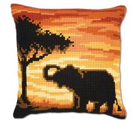 Vervaco Kreuzstich-Stickpackung Kissen Elefant – Vorgedruckt, Anfänger, ca. 40 x 40 cm