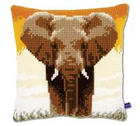 Vervaco Kreuzstich Stickpackungen Kissen Stickerei Set Anfänger Vorgedruckt Elefant in der Savanne I DIY Set Kreativ Set Für Erwachseneca. 40 x 40 cm Bastelset Handwerker Haus Dekoration