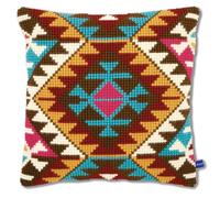 VERVACO Kreuzstich Stickpackungen Kissen Stickerei Set Anfänger Vorgedruckt Ethnisches Design DIY Set Kreativ Set Für Erwachseneca. 40 x 40 cm Bastelset Handwerker Haus Dekoration