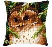 VERVACO Kreuzstich Stickpackungen Kissen Stickerei Set Anfänger Vorgedruckt Eule DIY Set Kreativ Set Für Erwachsene Dekoratives Kissen ca. 40 x 40 cm Bastelset Handwerker Haus Dekoration