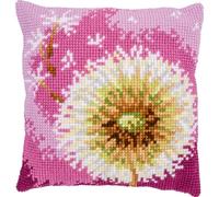 VERVACO Kreuzstich Stickpackungen Kissen Stickerei Set Anfänger Vorgedruckt FLUSENBLUME DIY Set Kreativ Set Für Erwachsene Dekoratives Kissen ca. 40 x 40 cm Bastelset Handwerker Haus Dekoration