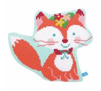 Vervaco Kreuzstich Stickpackungen Kissen Stickerei Set Anfänger Vorgedruckt Fuchs DIY Set Kreativ Set Für Erwachsene Dekoratives Kissen ca. 45 x 37 cm Bastelset Handwerker Haus Dekoration